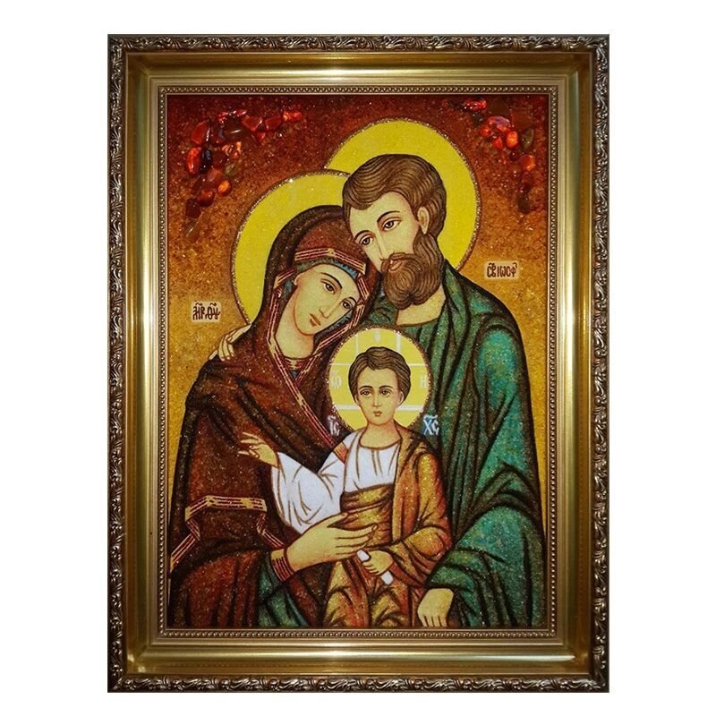 Ікона з бурштину Святе Сімейство 15x20 см від компанії Іконна лавка - фото 1