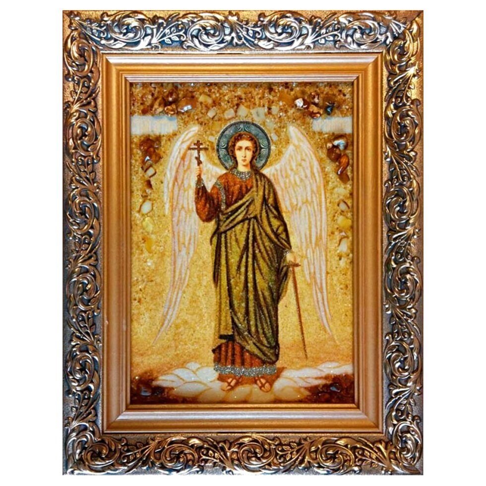 Ікона з бурштину "Святий Ангел Хранитель" ростовая 15x20 см від компанії Іконна лавка - фото 1