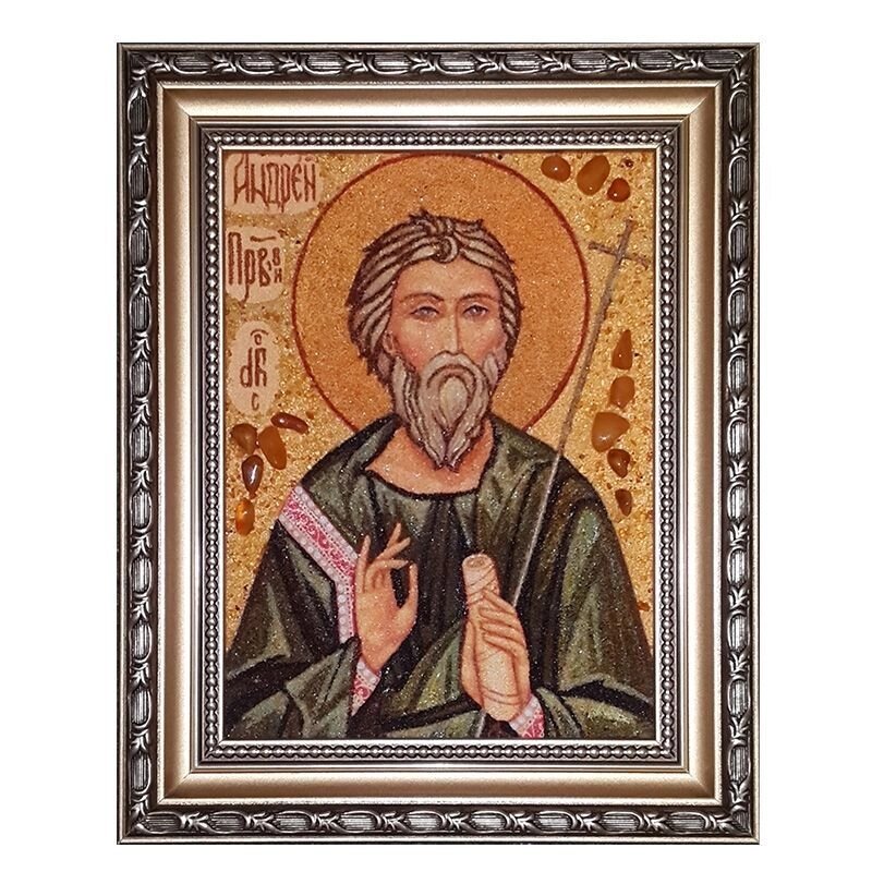 Ікона з бурштину Святий апостол Андрій Первозванний 15x20 см від компанії Іконна лавка - фото 1