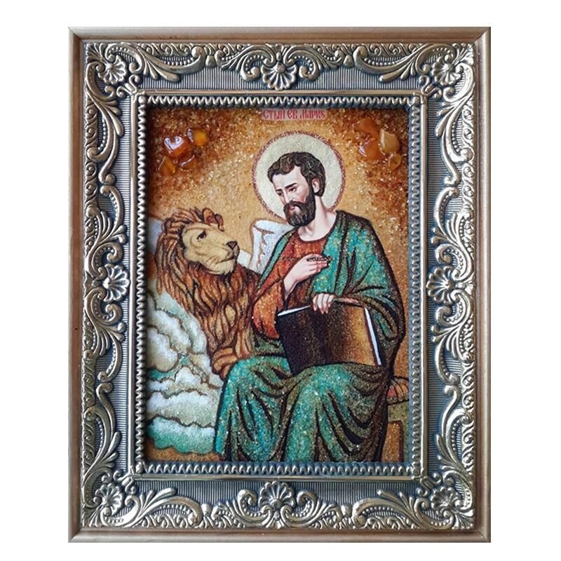 Ікона з бурштину Святий апостол і євангеліст Марк 15x20 см від компанії Іконна лавка - фото 1