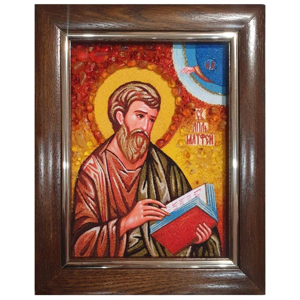 Ікона з бурштину Святий апостол Матвій (Матвій) 15x20 см від компанії Іконна лавка - фото 1