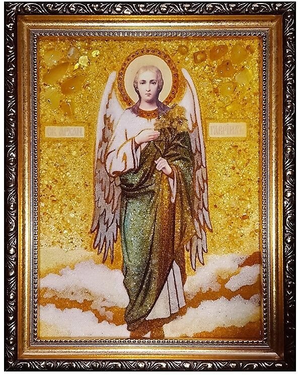 Ікона з бурштину Святий Архангел Гавриїл 15x20 см від компанії Іконна лавка - фото 1