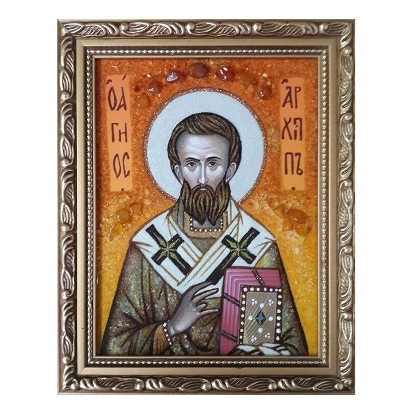 Ікона з бурштину Святий мученик Архип 15x20 см від компанії Іконна лавка - фото 1
