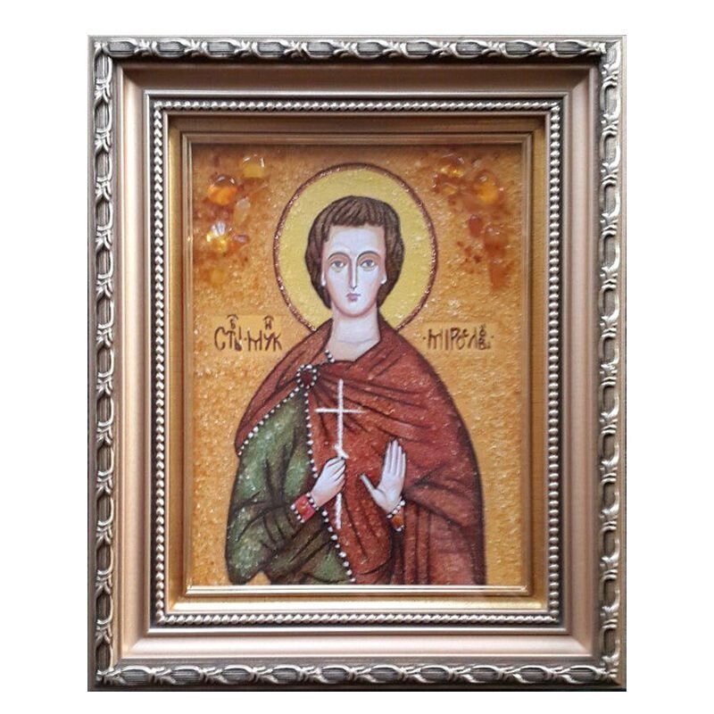 Ікона з бурштину Святий мученик Мирослав 15x20 см від компанії Іконна лавка - фото 1