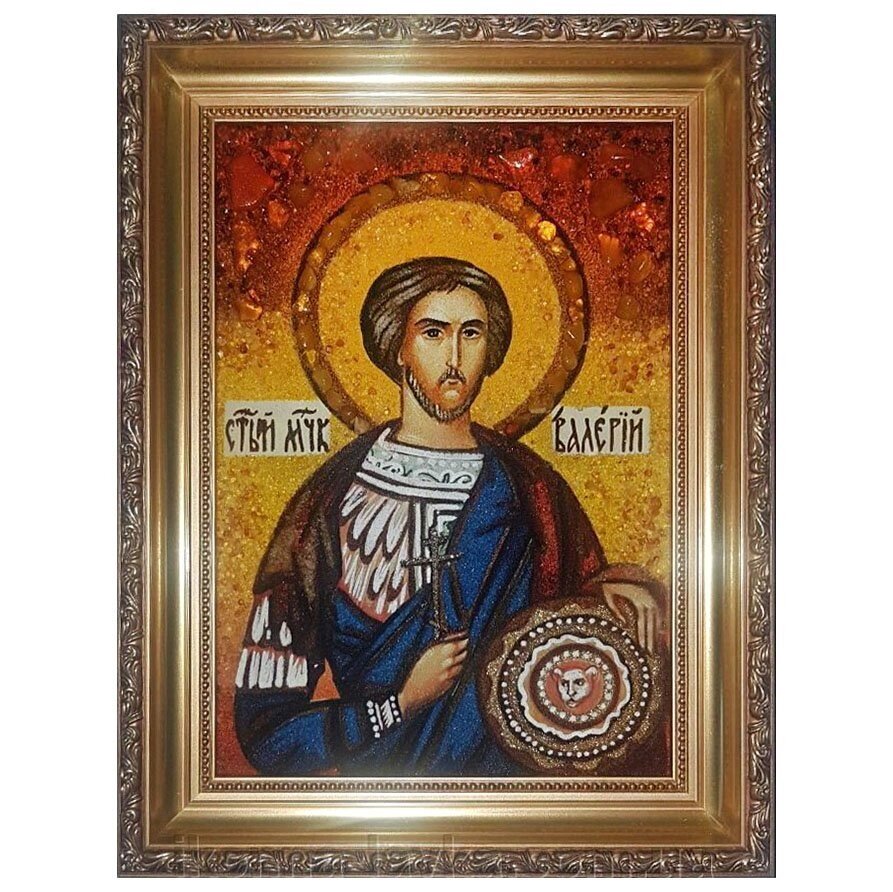 Ікона з бурштину Святий мученик Валерій 15x20 см від компанії Іконна лавка - фото 1