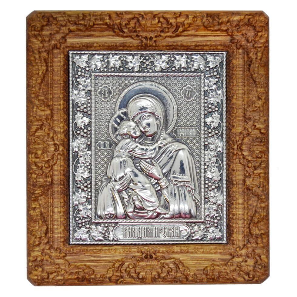 Ікона з чистого срібла "Богородиця Володимирська" від компанії Іконна лавка - фото 1
