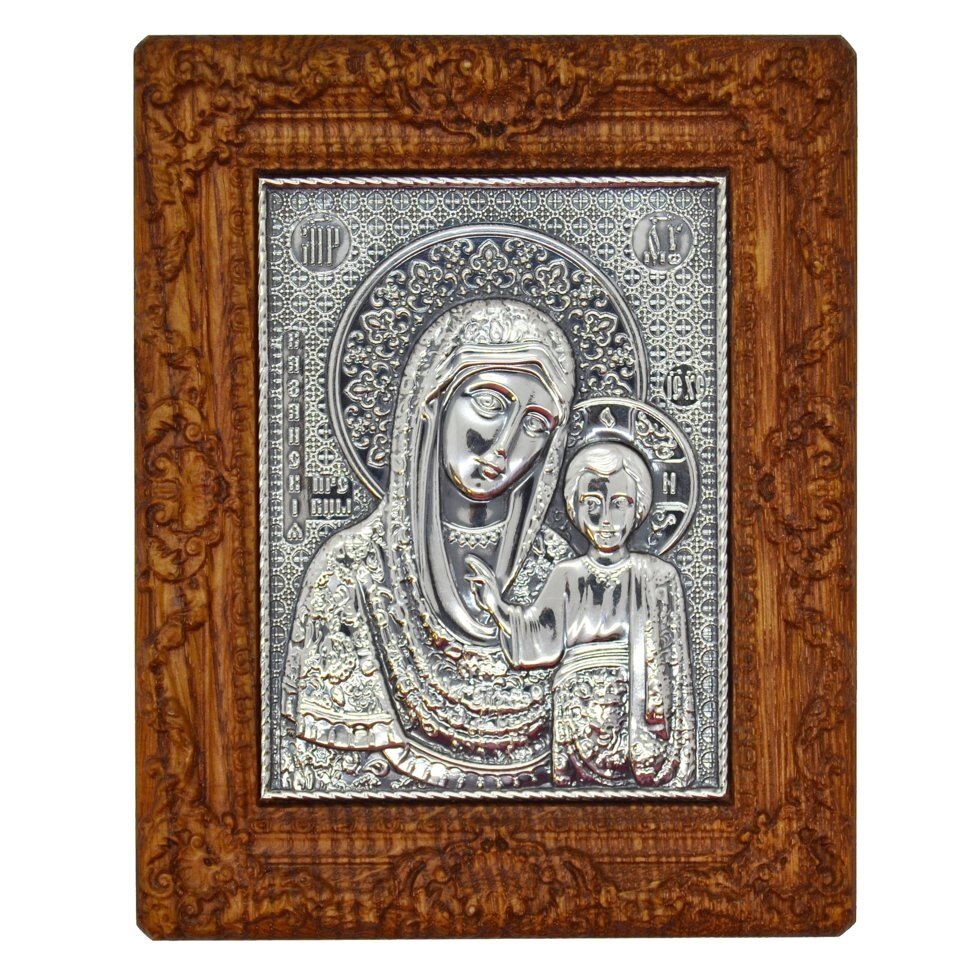 Ікона з чистого срібла "Божа Матір Казанська" від компанії Іконна лавка - фото 1