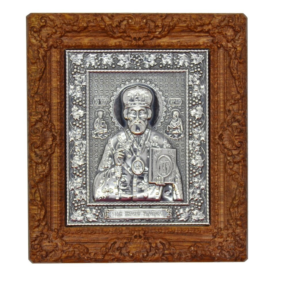 Ікона з чистого срібла "Святий Миколай Чудотворець" від компанії Іконна лавка - фото 1
