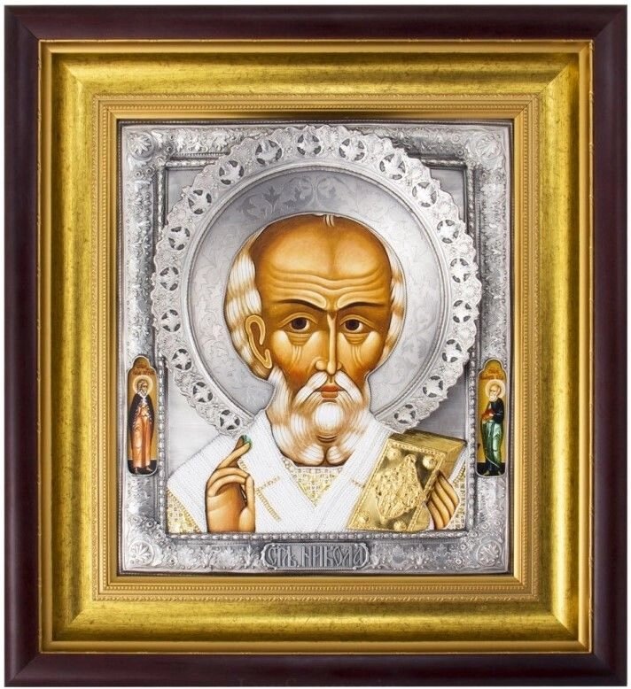 Ікона з срібла "Святий Миколай" від компанії Іконна лавка - фото 1