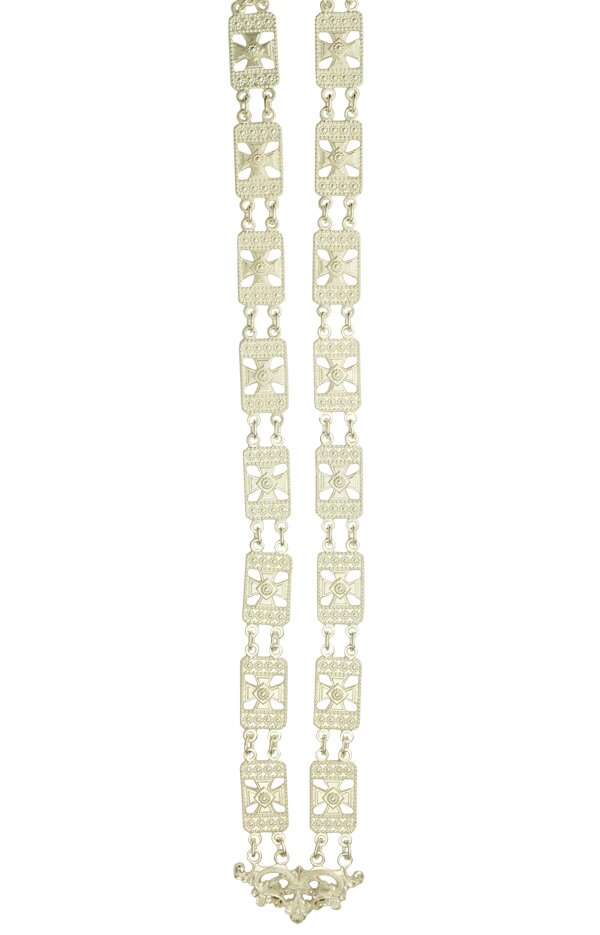 Ланцюг латунний в срібленні з хрестоподібними візерунками від компанії Іконна лавка - фото 1