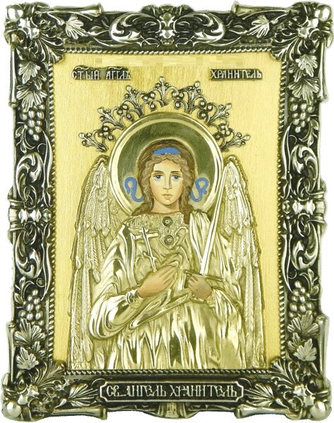 Лита ікона "Ангел Охоронець" з сусальним золотом від компанії Іконна лавка - фото 1