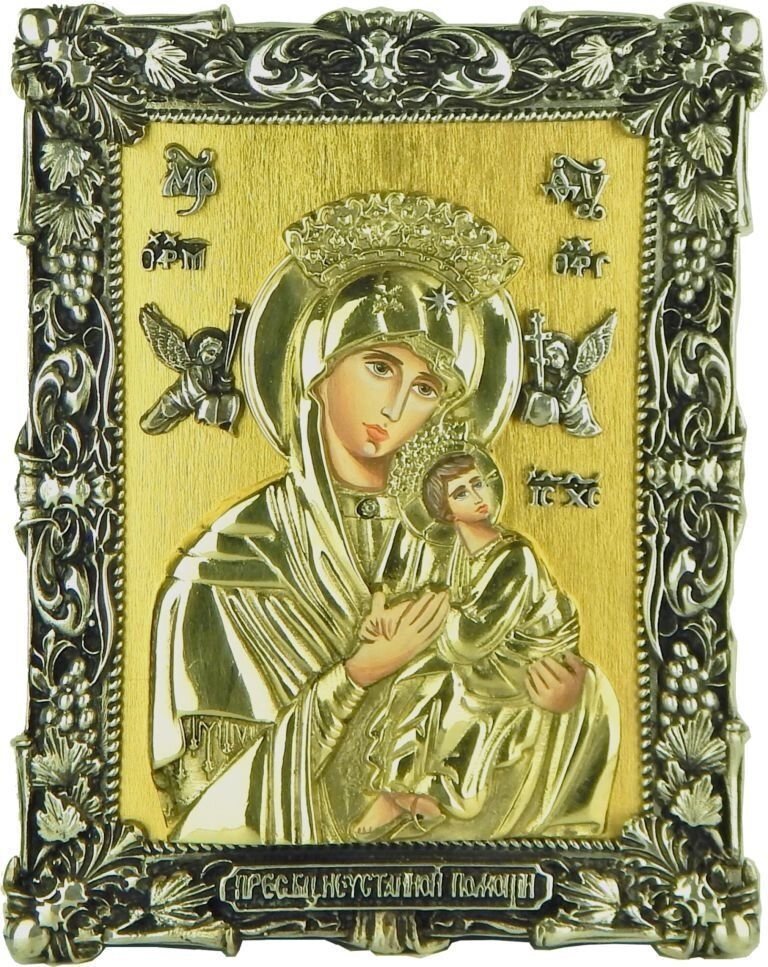 Лита ікона "Пресвята Богородиця Неустанної допомоги" з сусальним золотом від компанії Іконна лавка - фото 1
