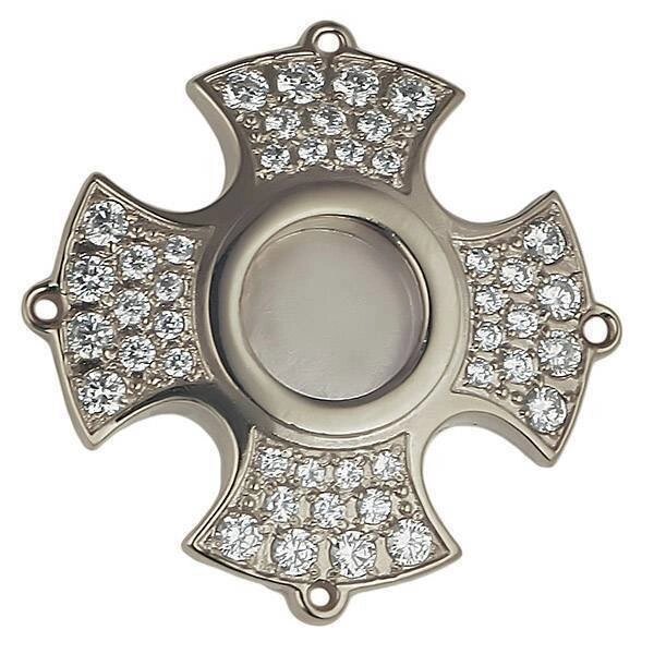 Мощовик латунний у срібло у вигляді мальтійського хреста від компанії Іконна лавка - фото 1