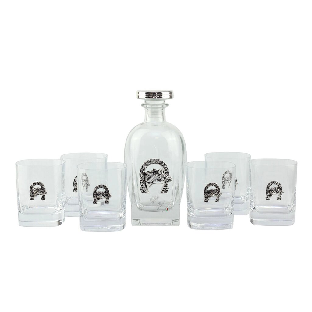 Набір із 7 предметів для віскі «Підкова» графин та 6 склянок, срібло від компанії Іконна лавка - фото 1