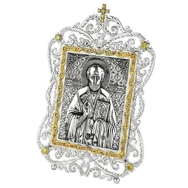 Настільна срібна ікона "Святитель Миколай Чудотворець" від компанії Іконна лавка - фото 1