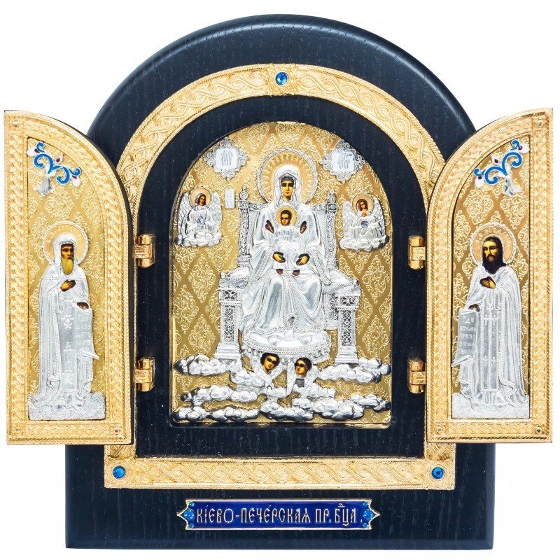 Настільний складень з срібла "Києво-Печерська Пресвята Богородиця" від компанії Іконна лавка - фото 1