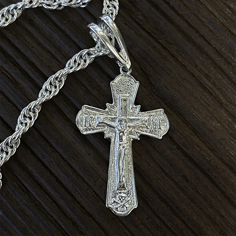 Натільний хрест "Розп'яття" зі срібла Кр-188 від компанії Іконна лавка - фото 1