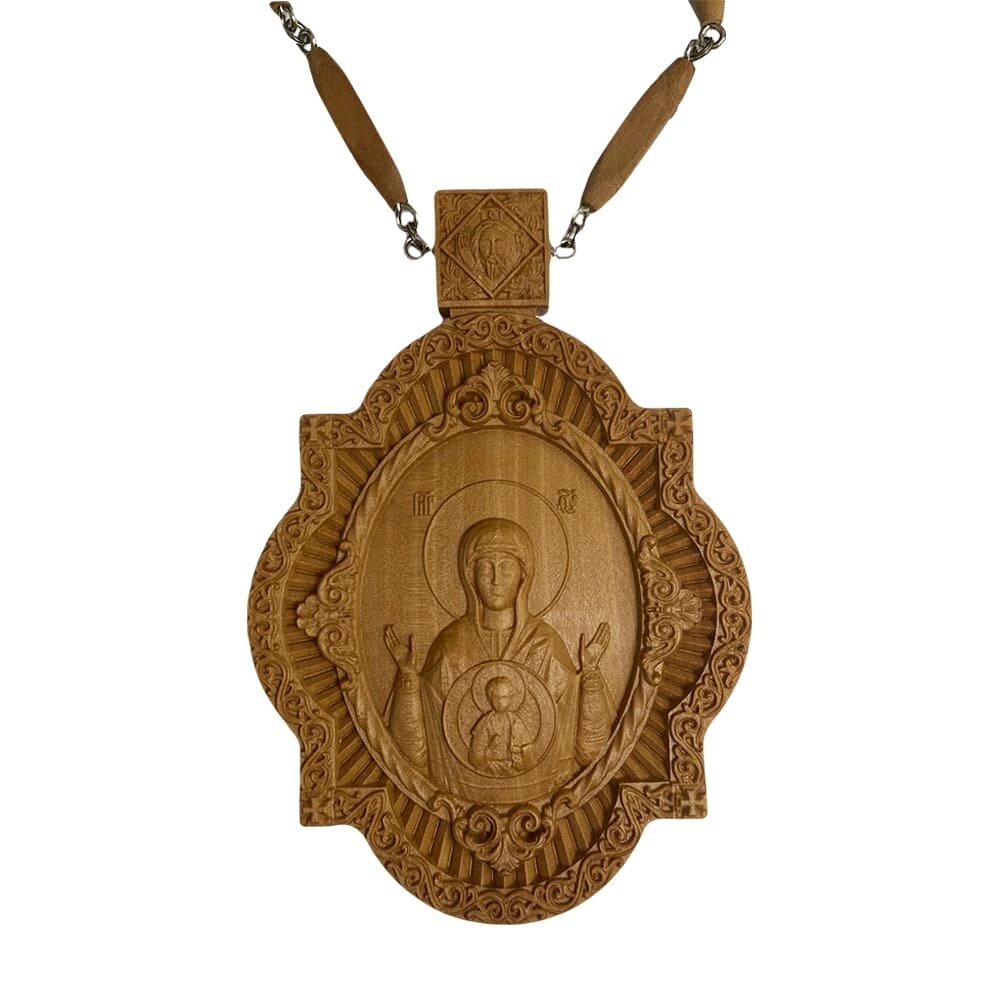 Панагія "Богородиця Знамення" дерев'яна від компанії Іконна лавка - фото 1