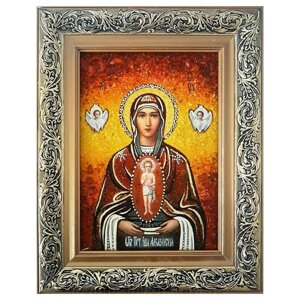 Ікона з бурштину Образ Пресвятої Богородиці Албазінський (Блаженний черево) 15x20 см