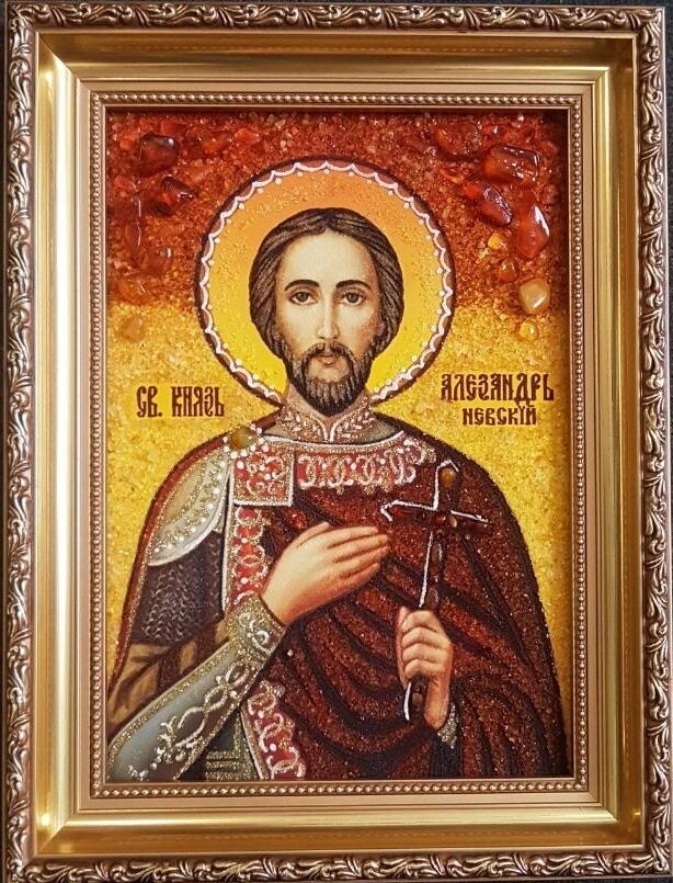 Янтарна ікона Святої князь Олександр Невський 60x80 см - переваги