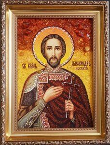 Янтарна ікона Святої князь Олександр Невський 15x20 см