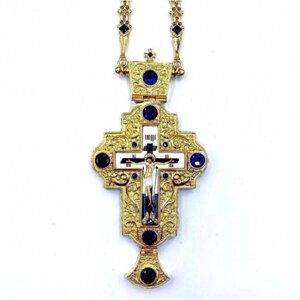 Хрест для священнослужителя з латуні позолочений із ланцюгом