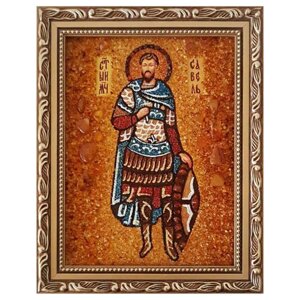 Ікона з бурштину Святий мученик Савел Персіянін Халкидонський 15x20 см