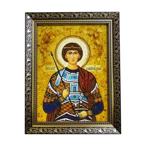 Ікона з бурштину Святий великомученик Георгій 15x20 см