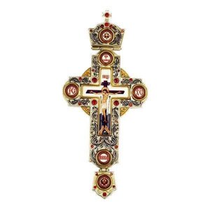Хрест латунний з фрагментальною позолотою та принтом