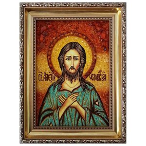 Икона из янтаря Святой Алексий человек Божий 15x20 см