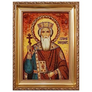 Икона из янтаря "Святой князь Владимир" 15x20 см