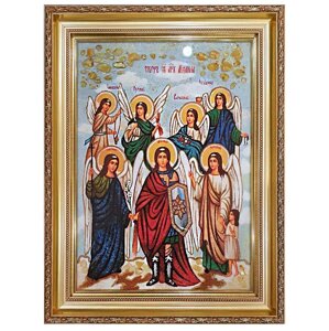 Икона из янтаря "Собор Святого Архангела Михаила" 15x20 см в Києві от компании Иконная лавка