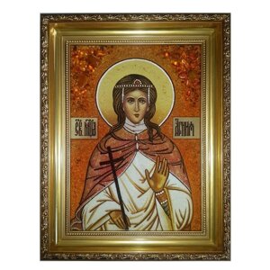 Ікона з бурштину Свята мучениця Агнія (Анна) 15x20 см