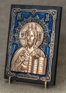Ікона в сріблі "Господь Вседержитель" з емаллю