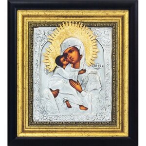 Ікона "Божа Матір Володимирська" зі срібла з позолотою