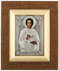 Ікона "Святий великомученик і цілитель Пантелеймон" зі срібла