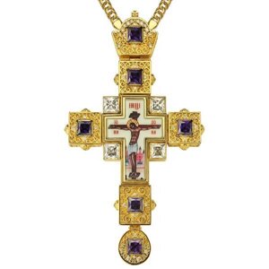 Хрест для священнослужителя з ланцюгом позолочений