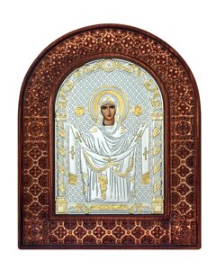 Греческая икона в резной раме "Покров Пресвятой Богородицы"