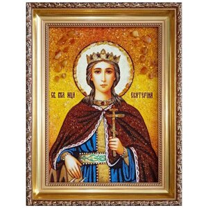 Ікона з бурштину Свята великомучениця Катерина 15x20 см