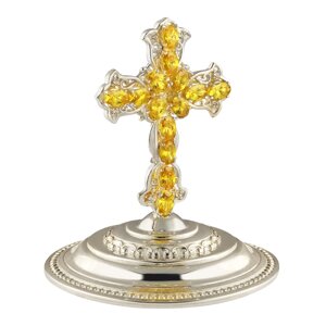 Хрест на митру латунний в срібленні і зі вставками
