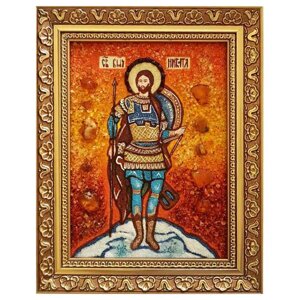 Икона из янтаря "Святой Никита" 15x20 см