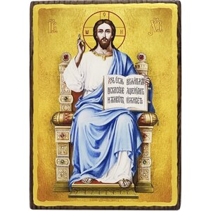 Дерев'яна ікона Господь Вседержитель на троні 15x20 см в Києві от компании Магазин православных товаров