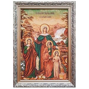 Ікона з бурштину Святі мучениці Віра, Надія, Любов та мати їх Софія 15x20 см