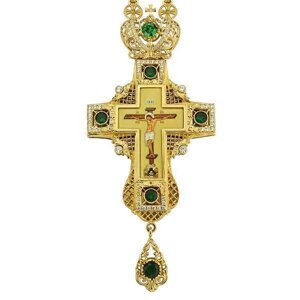 Хрест для священнослужителя латунний позолочений з ланцюгом