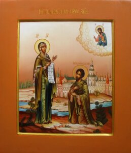 Писана ікона "Пресвята Богородиця Боголюбська і Святий Андрій"