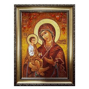 Ікона з бурштину Образ Пресвятої Богородиці Троєручиця 15x20 см