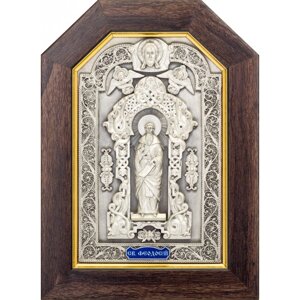Ікона "Преподобний Феодосій Печерський" зі срібла