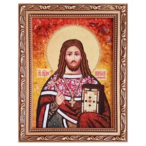 Ікона з бурштину "Святий священномученик Платон Гірських" 15x20 см