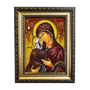 Ікона з бурштину Свята Анна з Богородицею 15x20 см