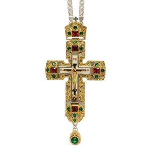 Хрест для священнослужителя з латунним ланцюгом з позолотою